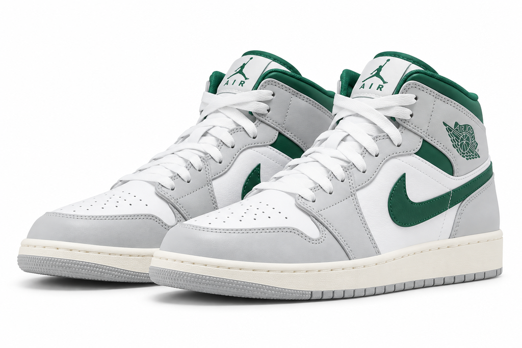 Nike Air Jordan 1 Mid GS – Summit White / Pine Green