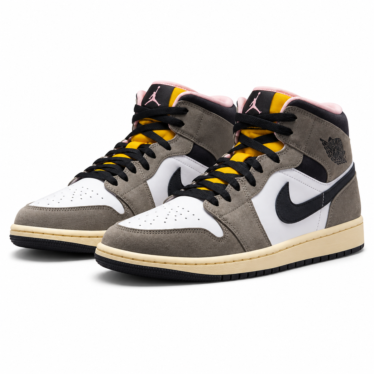 Nike Air Jordan 1 Mid SE – White / Oil Grey / Cave Stone