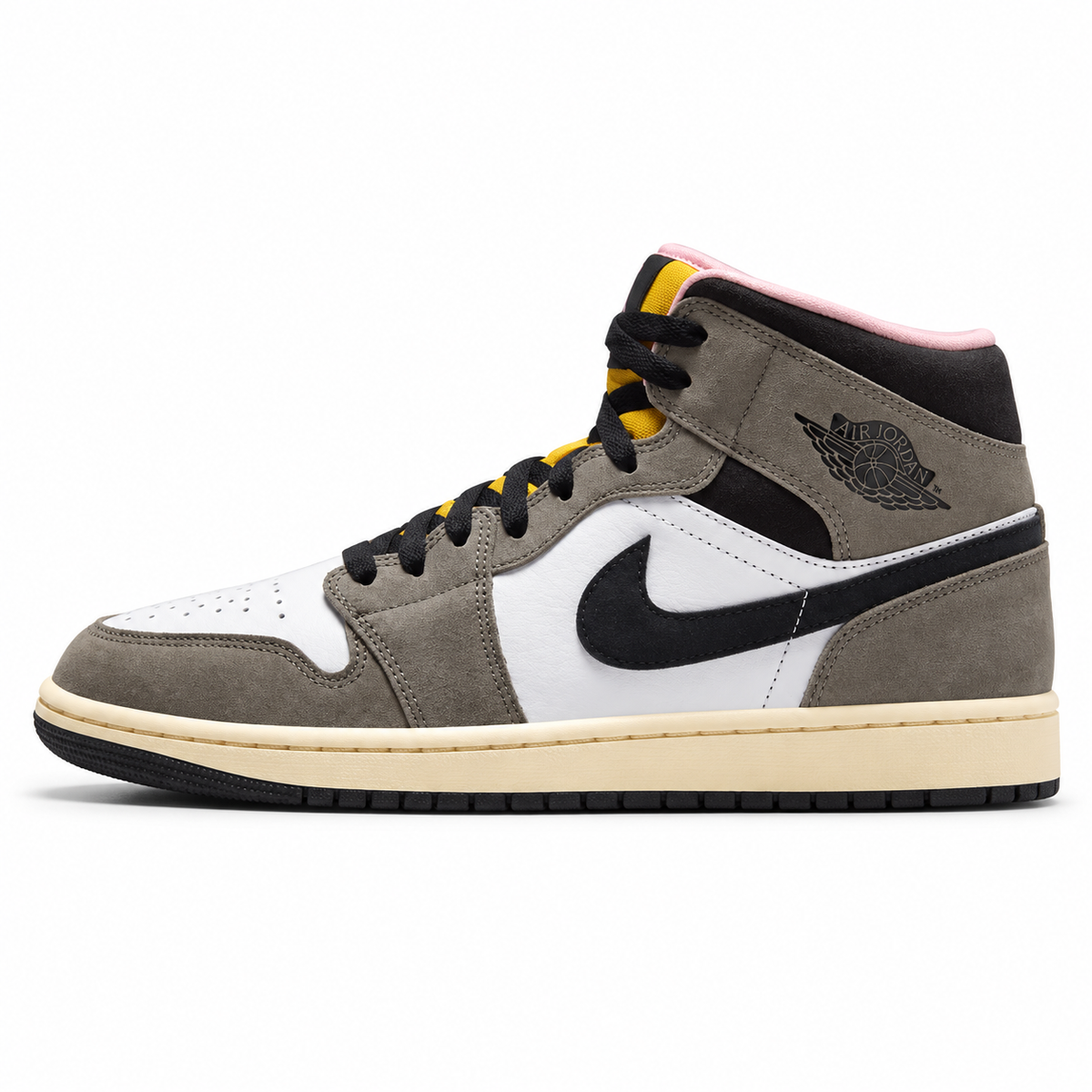 Nike Air Jordan 1 Mid SE – White / Oil Grey / Cave Stone